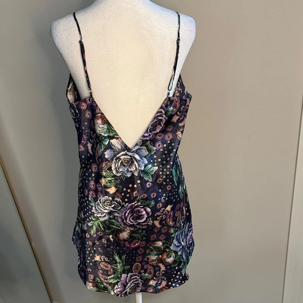 Victoria's Secret Navy Floral Satin Lace Chemise - Picture 3 of 5